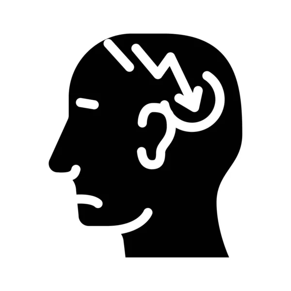 Blixtnedslag neuros eller huvudvärk smärta glyf ikon vektor illustration — Stock vektor