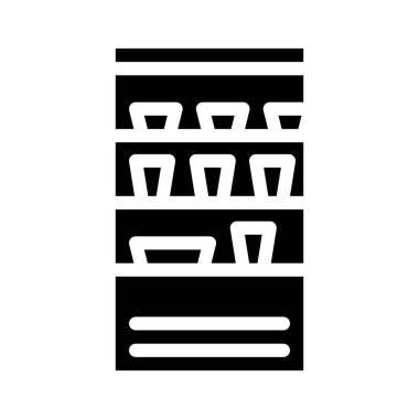 Yiyecek ve içecek içeren buzdolabı. Kantin sembolü vektör illüstrasyonunda.