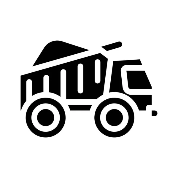 Caminhão que carrega a ilustração do vetor do ícone do glifo da turfa — Vetor de Stock