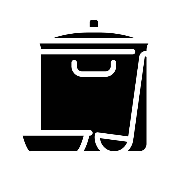 Suppentopf Kantine Küchenutensil Glyphe Symbol Vektor Illustration — Stockvektor