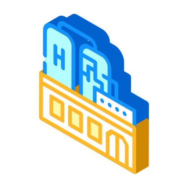 Fabrika üretimi hidrojen izometrik ikon vektör çizimi