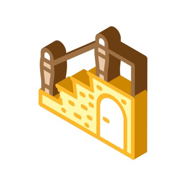 Gardırop izometrik ikon vektör illüstrasyonlu merdiven