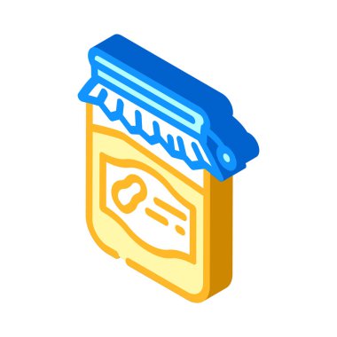 Ev yapımı fıstık ezmesi izometrik ikon vektör çizimi