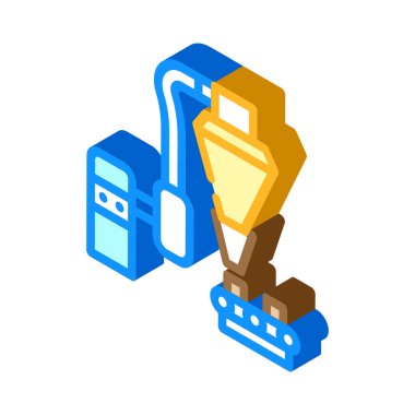 üretim turbası briketleri izometrik ikon vektör illüstrasyonu