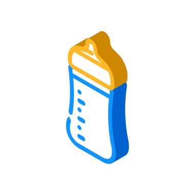 bebek besleme plastik şişe izometrik ikon vektör çizimi