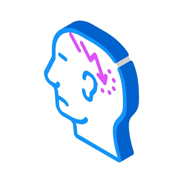 Αστραπή νεύρωση ή πονοκέφαλος πόνος ισομετρική εικόνα διάνυσμα εικονογράφηση — Διανυσματικό Αρχείο