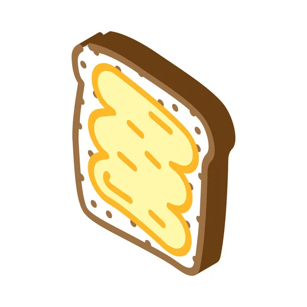 Pedazo de pan con mantequilla de cacahuete icono isométrico vector ilustración — Archivo Imágenes Vectoriales