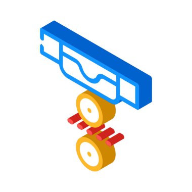 Kantin izometrik ikon vektör illüstrasyonunda sosyal mesafe