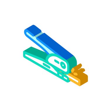 delik delici kırtasiye ekipmanı izometrik ikon vektör çizimi