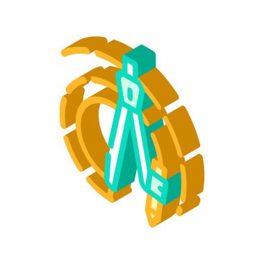 pusula kırtasiye aracı izometrik vektör çizimi