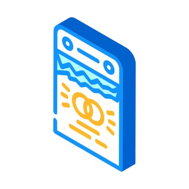 Düğün tarihi izometrik ikon vektör illüstrasyonuyla takvim