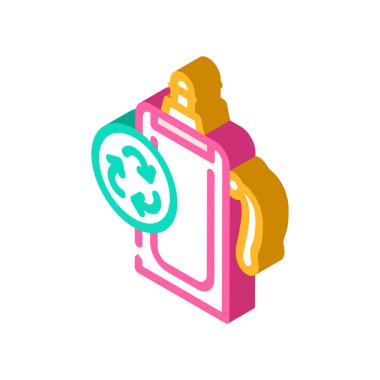 Yumuşak su şişesi sıfır atık izometrik ikon vektör çizimi