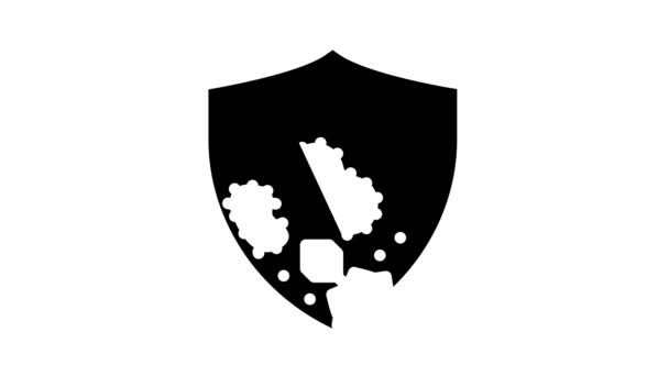 Simbolo di protezione contro la malattia icona glyph animazione — Video Stock