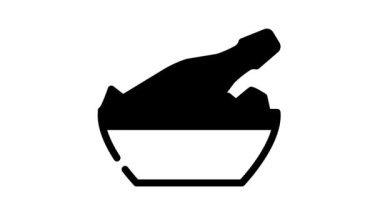 Şampanya alkoliği siyah ikon animasyonu iç