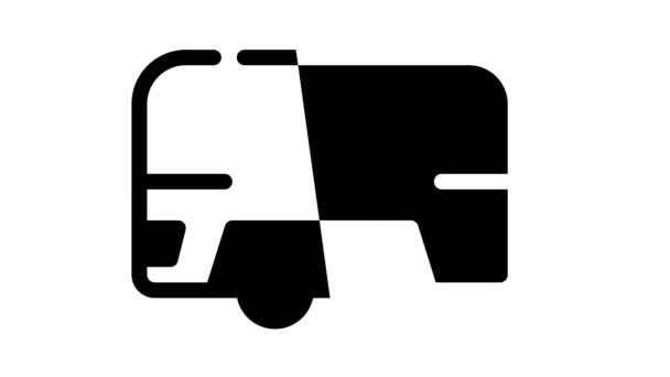 Comida camión negro icono de animación — Vídeo de stock