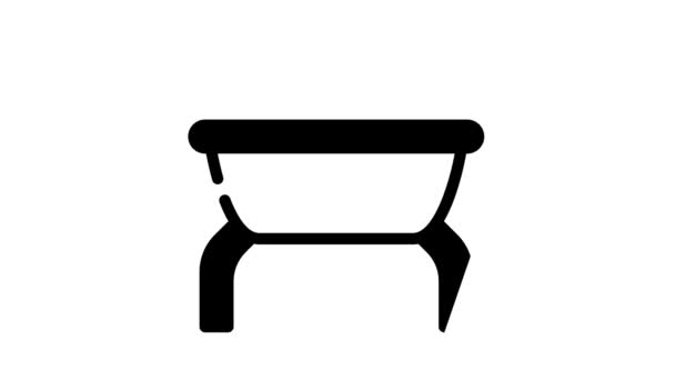 Mesa comida calentador negro icono de animación — Vídeo de stock