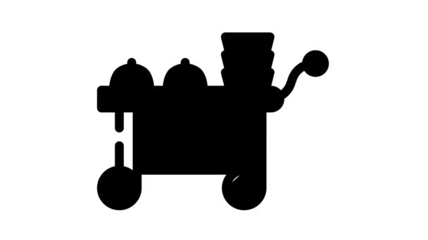 Carro catering servicio de animación icono negro — Vídeos de Stock