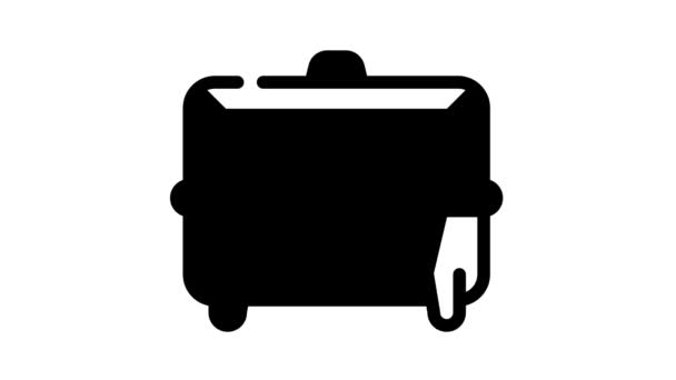 Contenedor de hierro para el transporte de alimentos animación icono negro — Vídeos de Stock