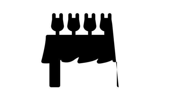 Bord med glasögon och vind svart ikon animation — Stockvideo