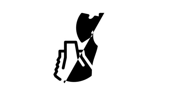 Лопата або мульти інструмент сокира чорна іконка анімація — стокове відео