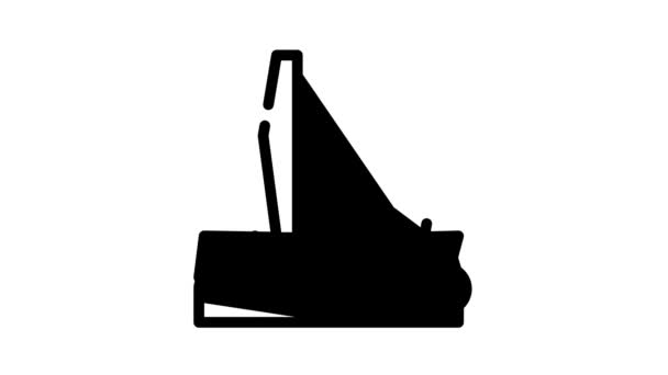 Floßboot schwarze Ikone Animation — Stockvideo