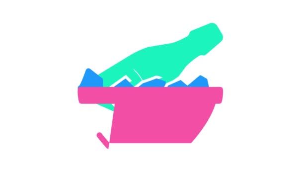Champagne alcoholische drank kleur pictogram animatie — Stockvideo
