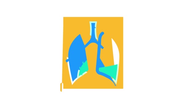 Complicações ou pneumonia animação ícone de cor — Vídeo de Stock