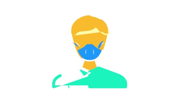 Gezichtsbescherming masker kleur pictogram animatie — Stockvideo