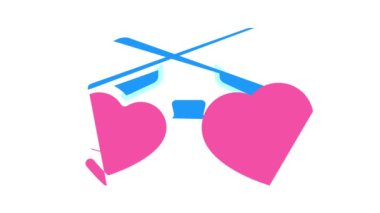 Kalp şeklindeki gözlük renk canlandırması