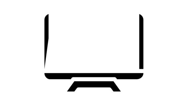 Monitor mit Kamera-Video-Glyphen-Symbol-Animation — Stockvideo