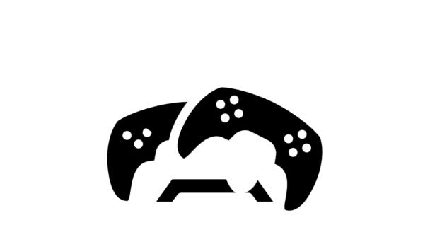 Video games glyph pictogram animatie — Stockvideo