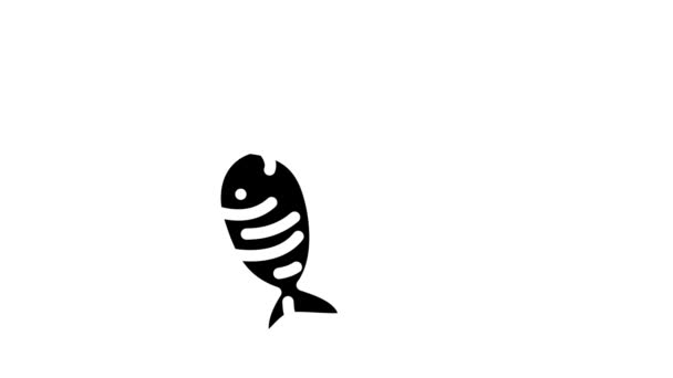 Риболовля для розслаблення іконок гліфа анімація — стокове відео