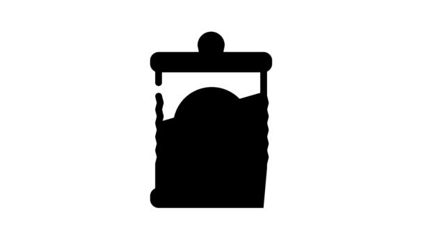 Preservar recipiente animação ícone preto — Vídeo de Stock