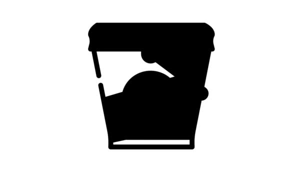 Ice cream bucket black icon animation — Stock Video