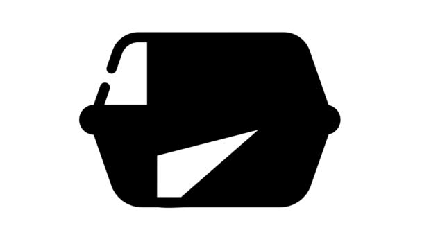 Oběd box černá ikona animace — Stock video