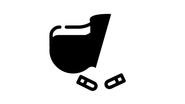 Schlafmaske und Perlen Animation mit schwarzem Symbol — Stockvideo