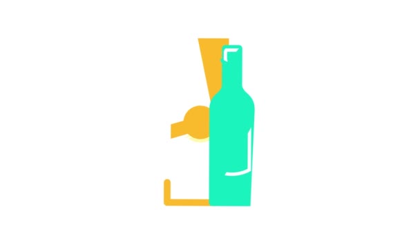 Alkoholický nápoj láhev a balení barva ikony animace — Stock video