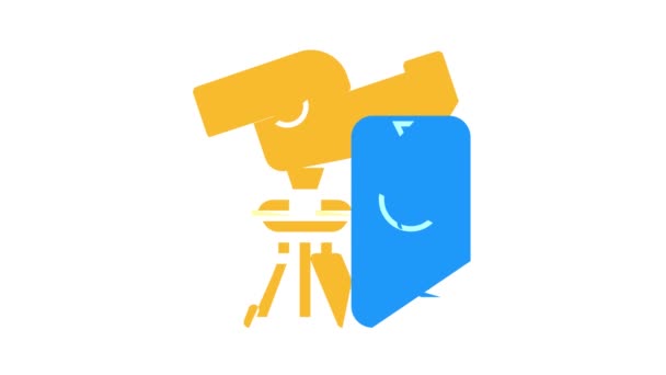 Telescope with phone connectivity color icon animation — Stock Video