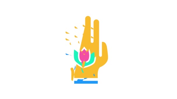 Tatuaż na ikonie koloru dłoni animacja — Wideo stockowe