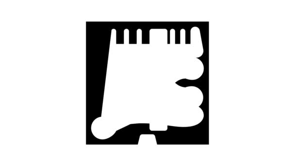 Tijeras y peine groomer conjunto glifo icono animación — Vídeo de stock