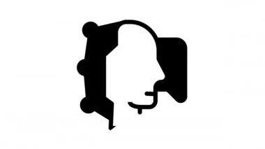 hızlı düşün ve cevap ver çağrı merkezi operatörü siyah simge canlandırması