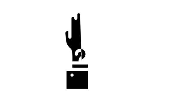 Mão fantasma dor glifo ícone animação — Vídeo de Stock
