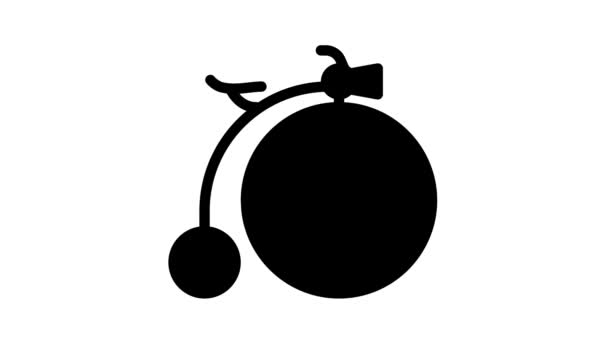 Bicicleta técnica museo exhibición negro icono de animación — Vídeo de stock