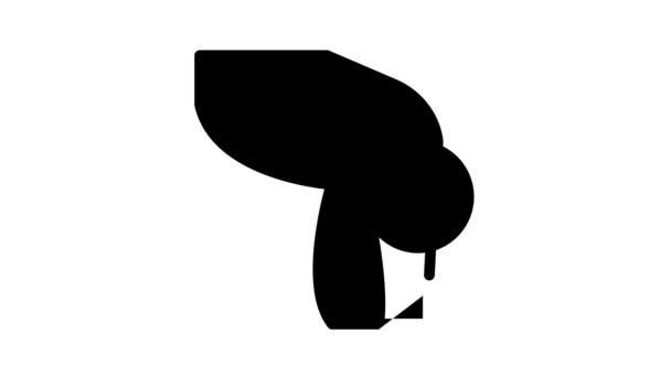 Knee cutting ache black icon animation — Stock Video