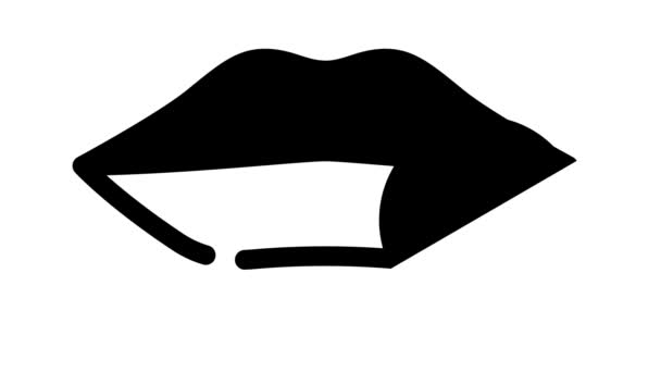Lippen snijden pijn zwart pictogram animatie — Stockvideo
