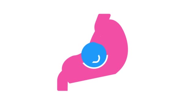 Magenstumpf oder starke Schmerzen Farb-Icon-Animation — Stockvideo