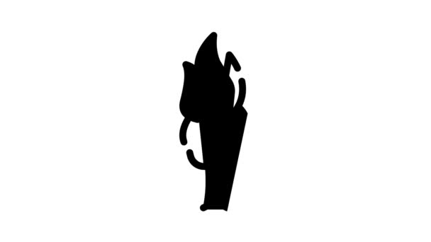 Ardente espada ícone preto animação — Vídeo de Stock