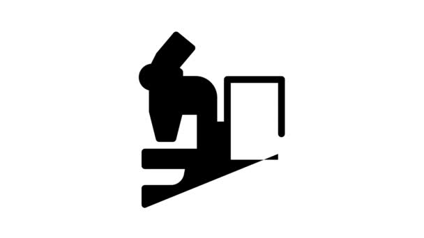 microscope électronique animation icône noire