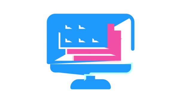 Geopende ramen van het besturingssysteem kleur pictogram animatie — Stockvideo
