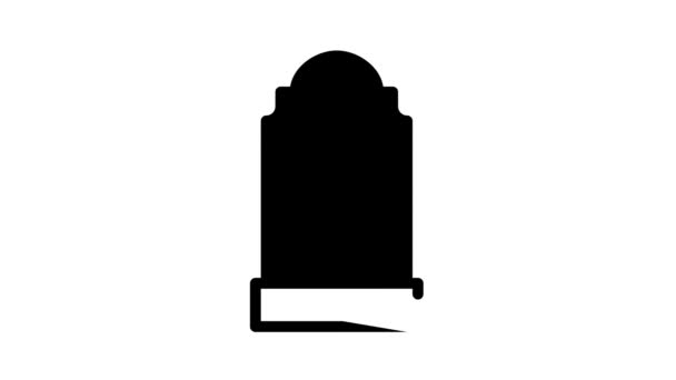 Sepultura lápide preto ícone animação — Vídeo de Stock